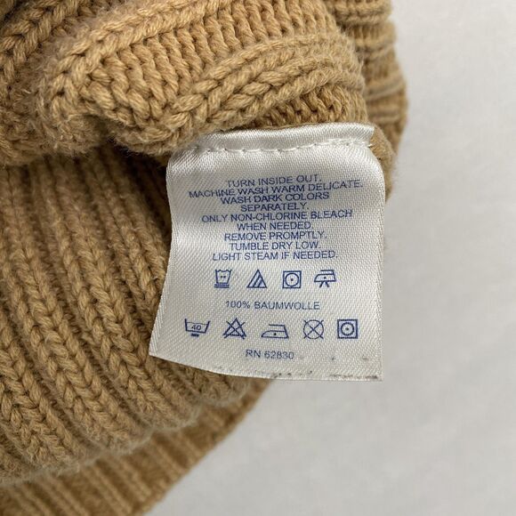 Lands End Sweater Full Zip Cable Knit Girls Large 14 Tan Hooded Cotton Ribbed - Picture 7 of 9